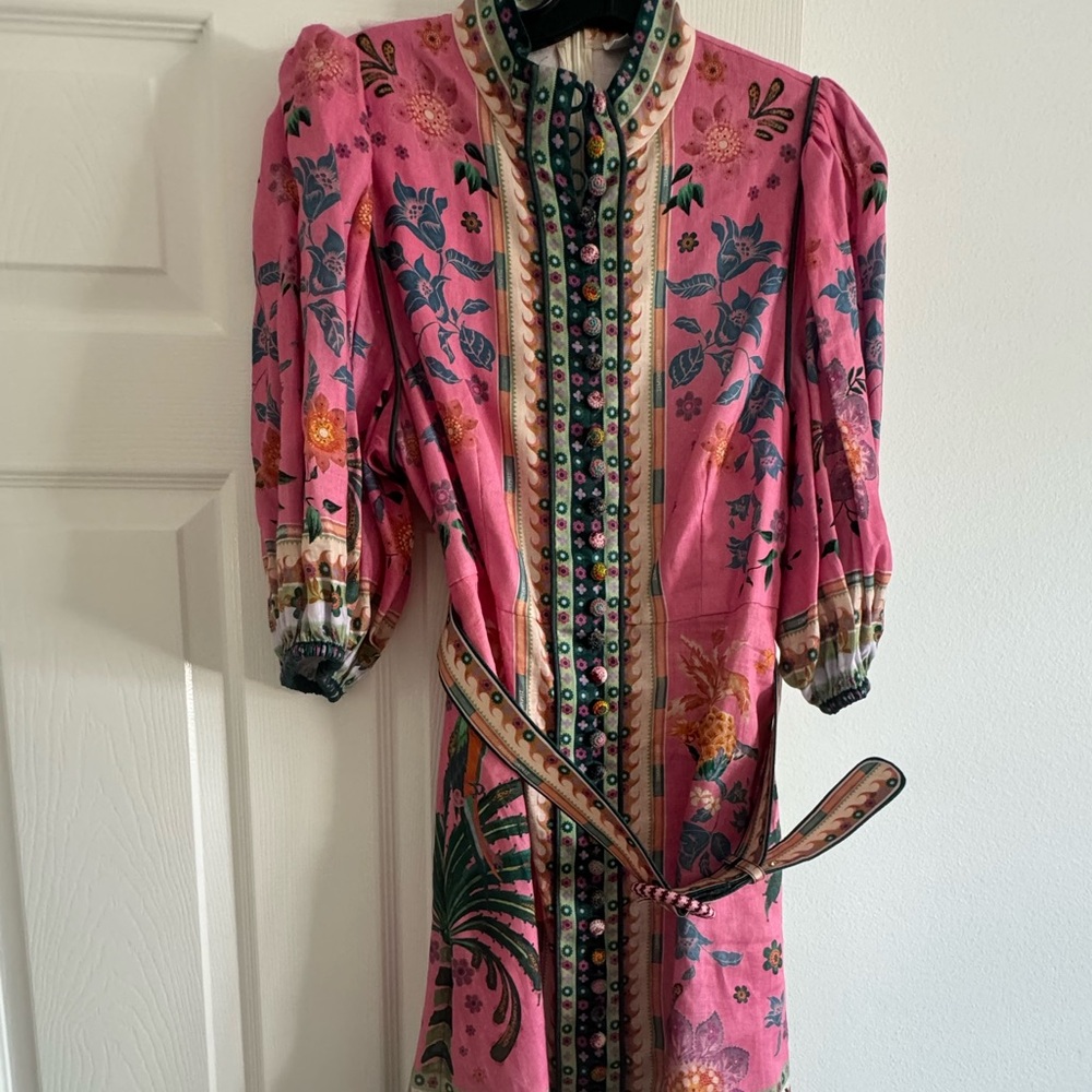Zimmermann Ginger Mini Dress with Floral Printed Linen